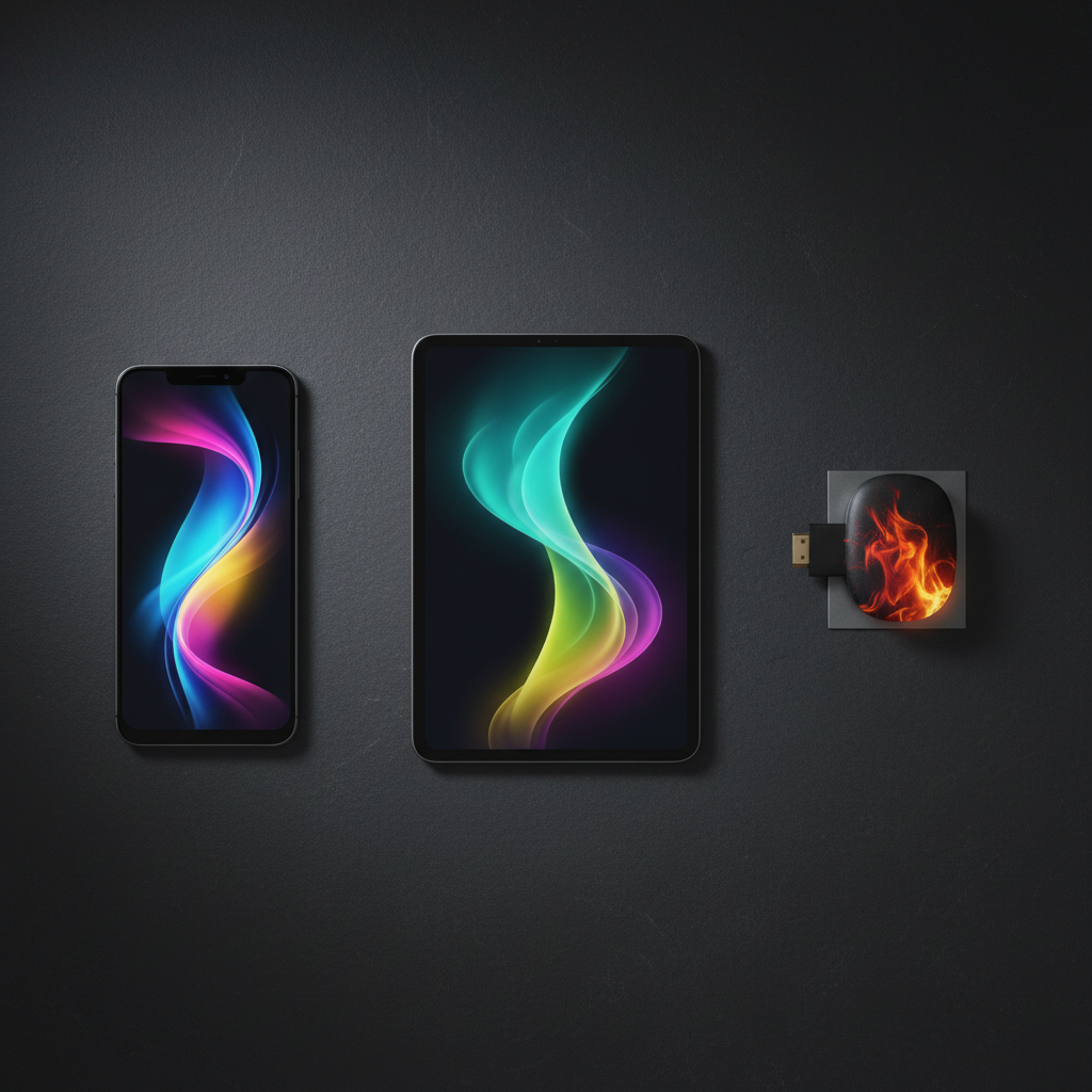 Multiple streaming devices used to set up IPTV player apps in 2026.