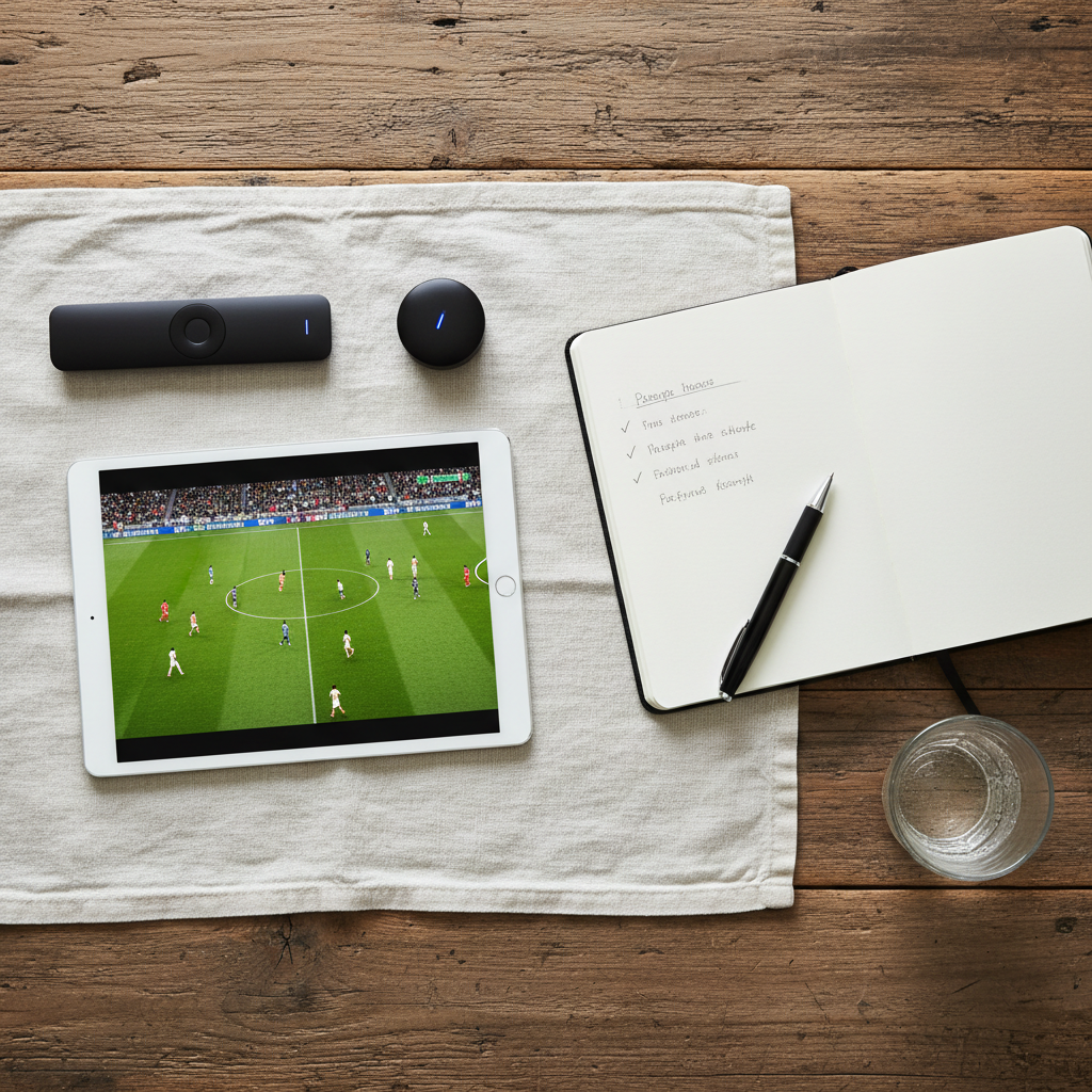 Streaming devices and remote used to evaluate IPTV sports services