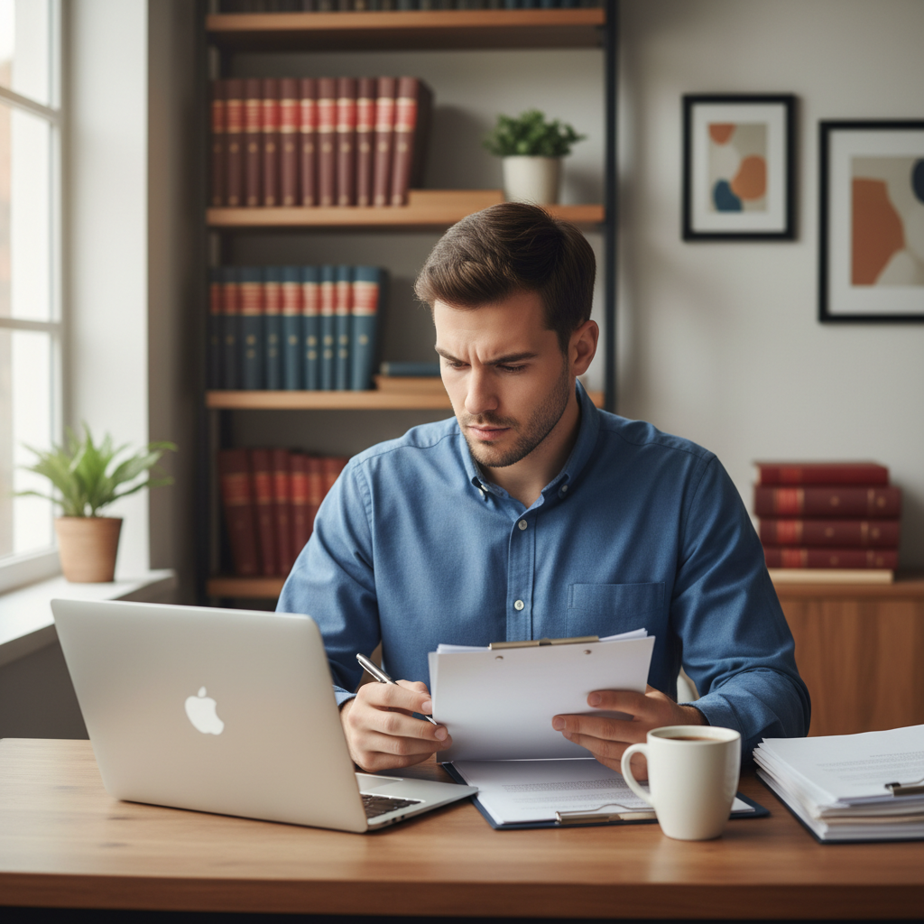 Person researching legal IPTV subscription options at a home desk