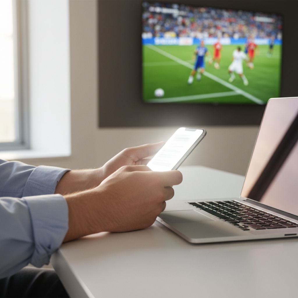 Person setting up an IPTV free trial on smartphone and laptop