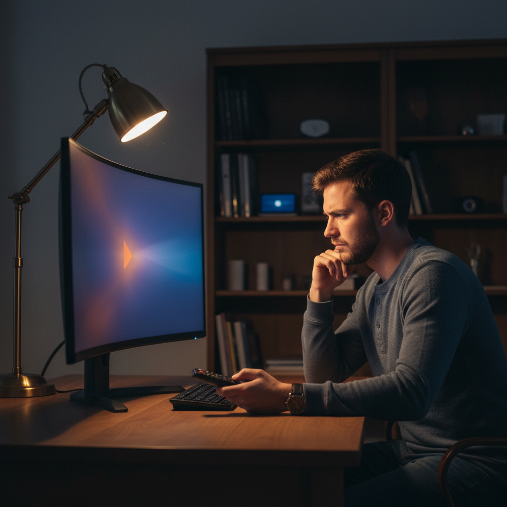 Man checking how to set up iptv, his troubleshooting a common IPTV setup problem on his screen. 