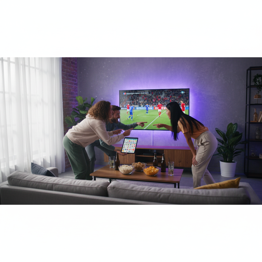 Friends enjoying wide channel selection on an IPTV streaming service