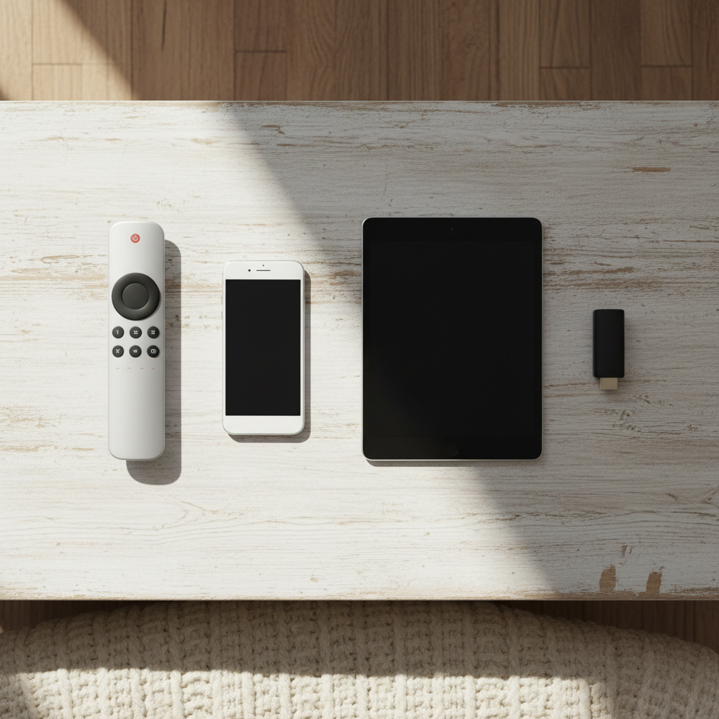 Multiple streaming devices laid out as options for watching live TV without cable