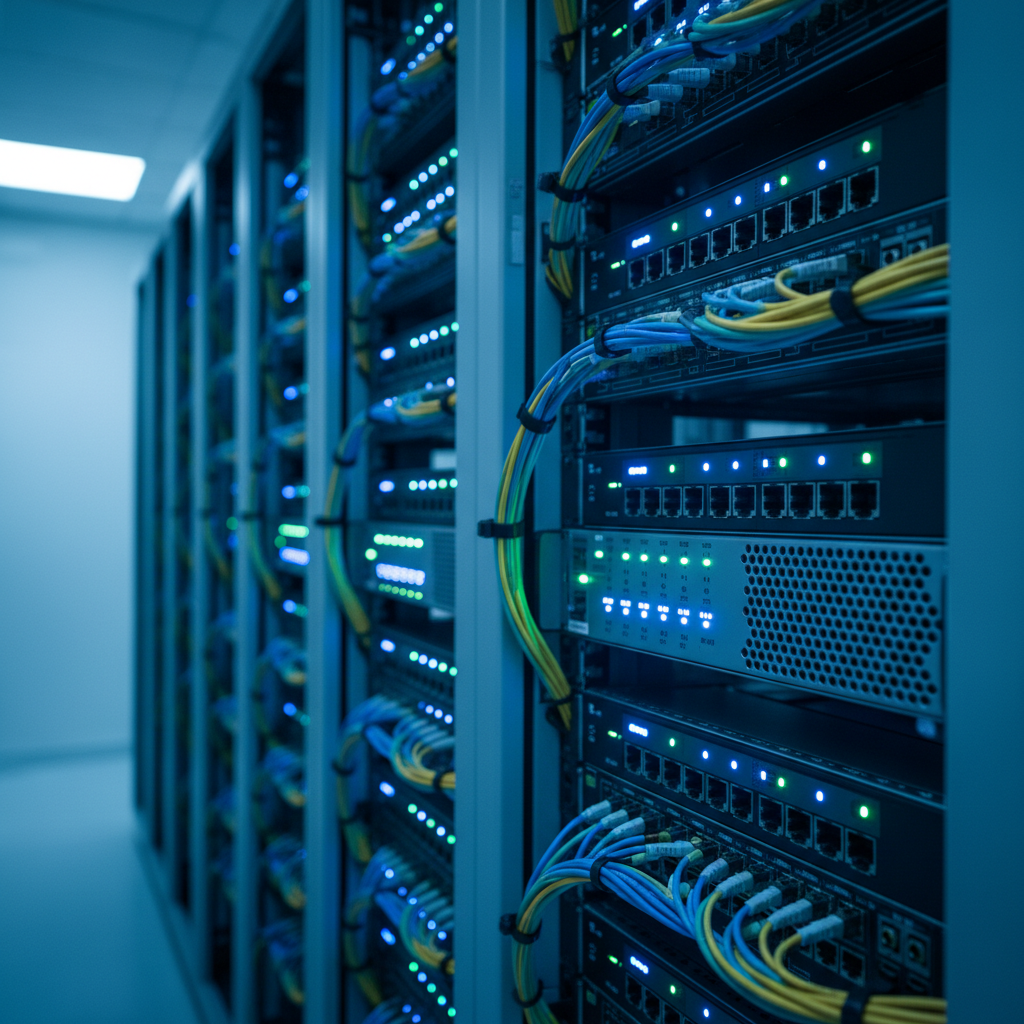 Data center server rack powering reliable IPTV streaming infrastructure